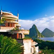 Jade Mountain Resort rises from the mountain